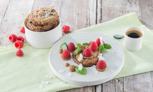 Kokos Cookies mit Himbeeren und Kakaocreme