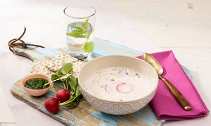 Radieschensuppe mit Radieschengrünpesto
